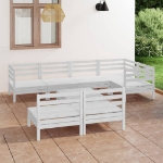 Set Divani da Giardino 8 pz in Legno Massello di Pino Bianco