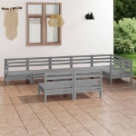 Set Divani da Giardino 8 pz in Legno Massello di Pino Grigio