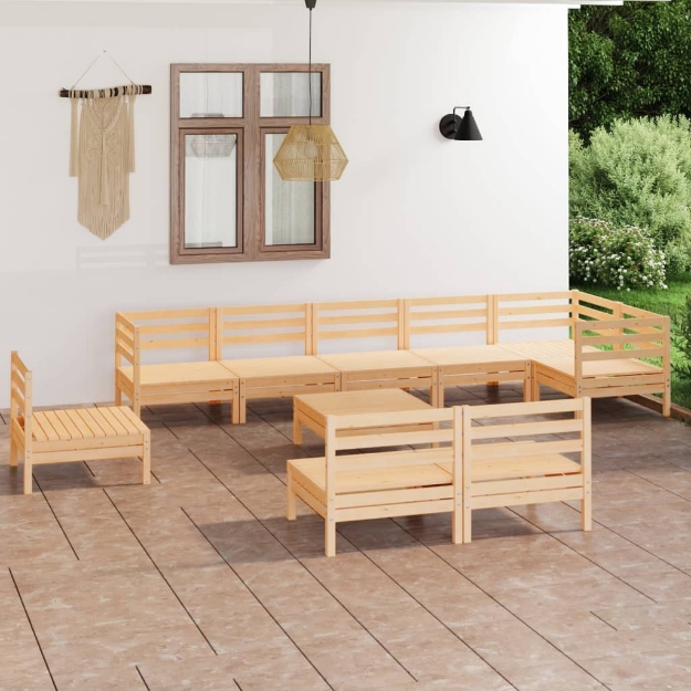 Set Divani da Giardino 10 pz in Legno Massello di Pino