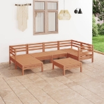 Set Divani da Giardino 7 pz in Legno Massello di Pino Miele