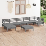 Set Divani da Giardino 8 pz in Legno Massello di Pino Grigio