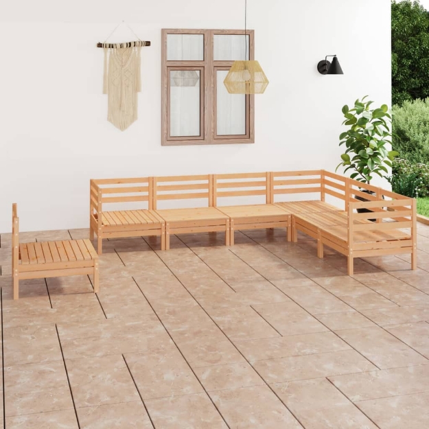 Set Divani da Giardino 7 pz in Legno Massello di Pino