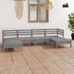 Set Divani da Giardino 6 pz Grigio in Legno Massello di Pino