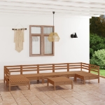 Set Divani da Giardino 8 pz Miele in Legno Massello di Pino