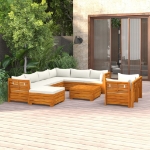 Set Divani da Giardino 10 pz con Cuscini in Massello di Acacia