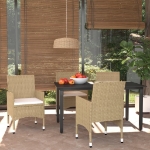 Set Pranzo da Giardino 5 pz con Cuscini in Polyrattan Beige