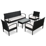 Set Divani da Giardino 5 pz con Cuscini in Polyrattan Nero