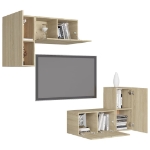 Set Mobili TV 4 pz Rovere Sonoma in Truciolato