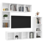 Set di Mobili Porta TV 4 pz Bianco Lucido in Legno Multistrato