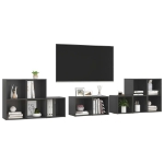 Set Mobili TV 8 pz Grigio in Truciolato