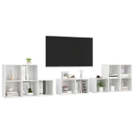 Set Mobili TV 8 pz Bianco Lucido in Truciolato