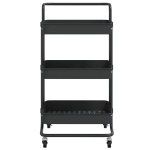 Carrello da Cucina 3 Ripiani Nero 42x25x83,5 cm Ferro e ABS