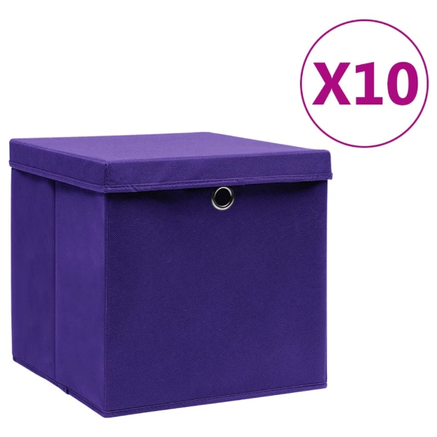 Contenitori con Coperchio 10 pz 28x28x28 cm Viola