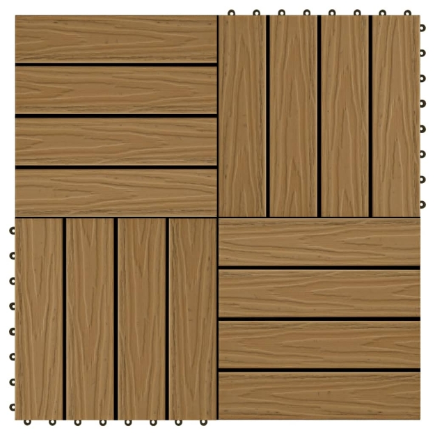 Piastrella Decking in WPC 11 pz 30x30 cm 1 sqm Colore Teak