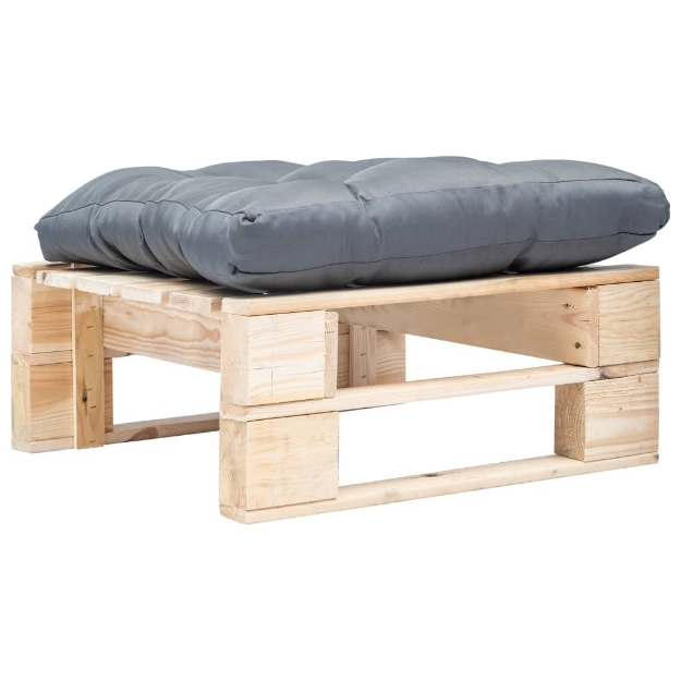 Divano da Giardino a Pallet e Cuscino Grigio Legno Naturale