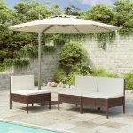 Sedie da Giardino 3 pz con Cuscini in Polyrattan Marroni