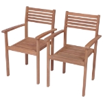 Sedie da Giardino 2 pz con Cuscini Bianco Crema Legno di Teak