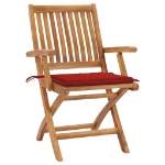 Sedie da Giardino Pieghevoli con Cuscini 4 pz Massello di Teak