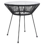 Tavolo da Giardino Nero 70x74 cm in Rattan e Vetro