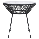 Tavolo da Giardino Nero 70x74 cm in Rattan e Vetro