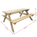 Tavolo da Picnic 150x135x71,5 cm in Legno