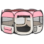 Box per Cani Pieghevole con Borsa Trasporto Rosa 125x125x61 cm