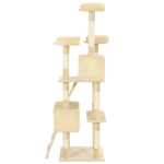 Albero per Gatti con Tiragraffi in Sisal 170 cm Beige