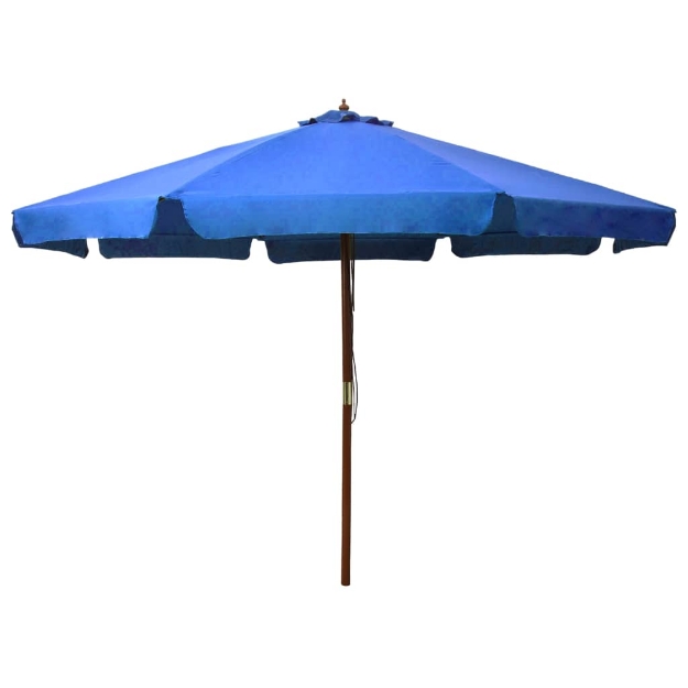 Ombrellone da Esterni con Palo in Legno 330 cm Azzurro