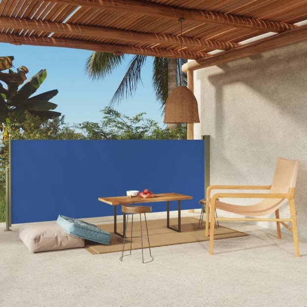 Tenda Laterale Retrattile per Patio 117x300 cm Blu