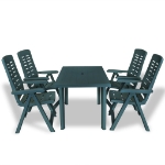 Set da Pranzo da Giardino 5 pz in Plastica Verde