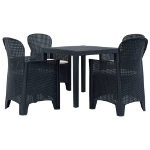 Set Pranzo da Giardino 5 pz in Plastica Antracite Stile Rattan