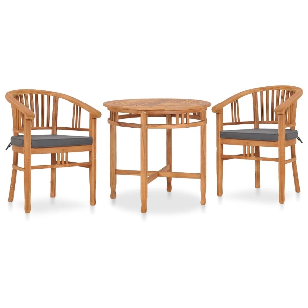 Set da Pranzo da Giardino 3 pz con Cuscini in Legno di Teak