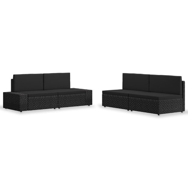 Set Divani da Giardino 4 pz in Polyrattan Nero