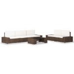 Set Divani da Giardino 6 pz in Polyrattan Marrone