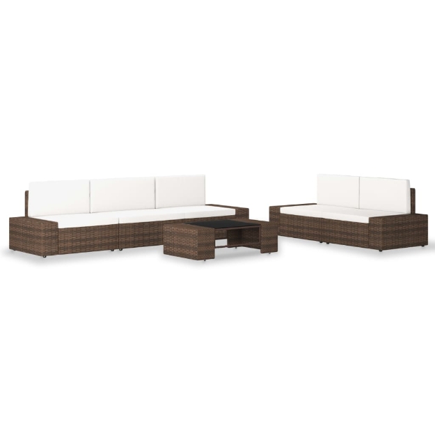 Set Divani da Giardino 6 pz in Polyrattan Marrone