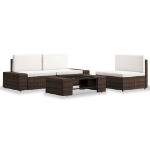 Set Divani da Giardino 4 pz in Polyrattan Marrone