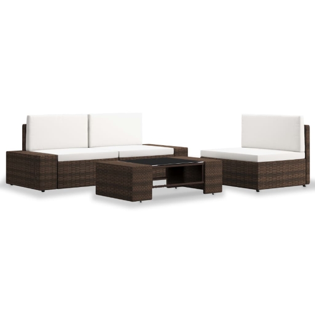 Set Divani da Giardino 4 pz in Polyrattan Marrone