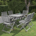 Set da Pranzo per Giardino 7 pz Legno Massello di Acacia Grigio