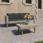 Set Divani da Giardino 2 pz con Cuscini in Polyrattan Beige