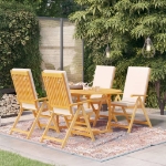 Set da Pranzo da Giardino 5 pz con Cuscini in Legno di Teak