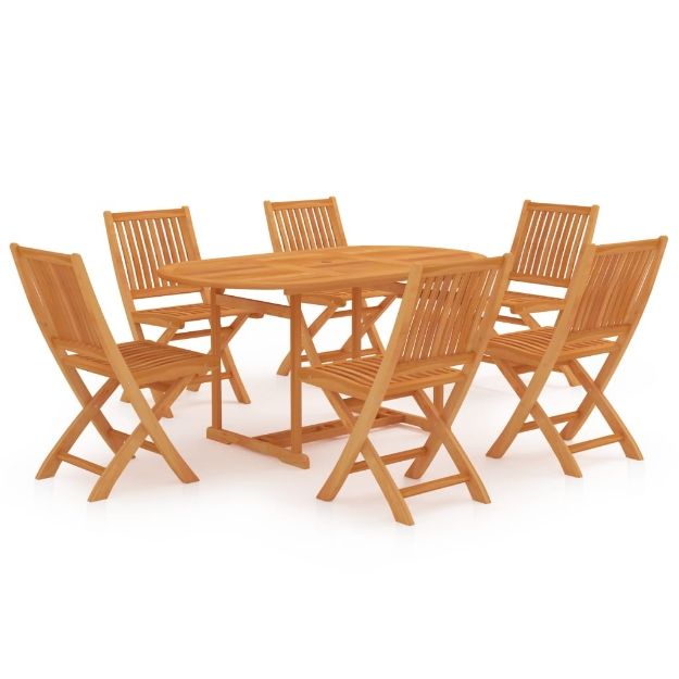 Set da Pranzo da Giardino 7 pz in Legno Massello di Teak