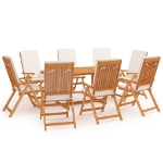 Set da Pranzo da Giardino 9 pz con Cuscini in Legno di Teak