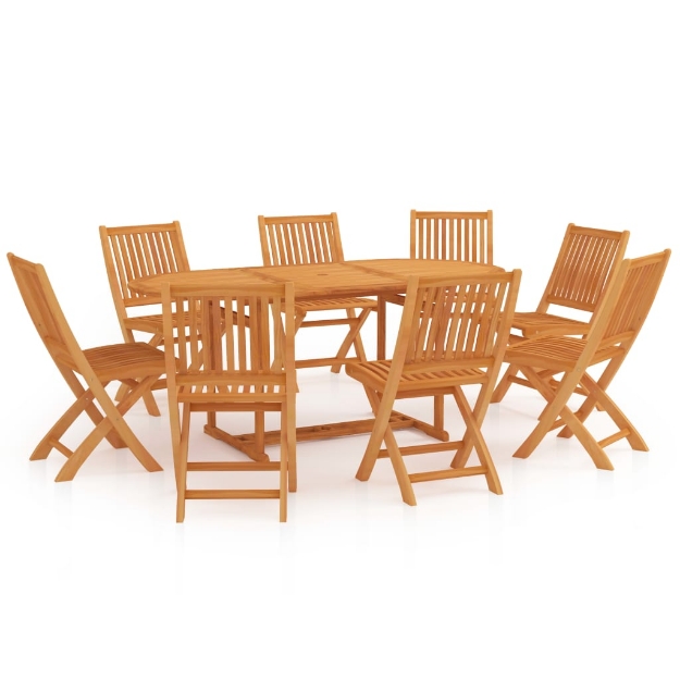 Set da Pranzo da Giardino 9 pz in Legno Massello di Teak