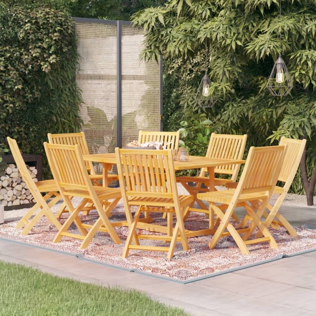 Set da Pranzo da Giardino 9 pz in Legno Massello di Teak