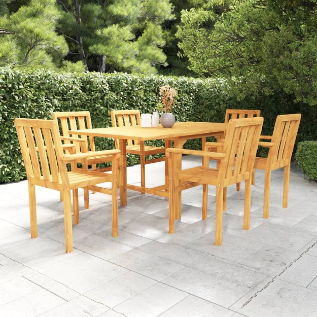 Set da Pranzo da Giardino 7 pz in Legno Massello di Teak