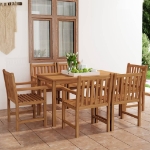 Set da Pranzo per Esterni 7 pz in Legno Massello di Teak