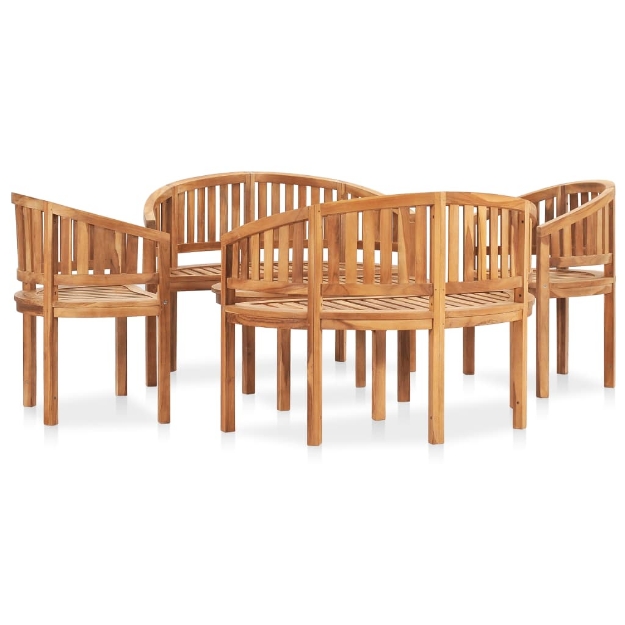 Set Salotto da Giardino 5 pz Design Curvo in Massello di Teak