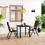 Set da Pranzo da Giardino 3 pz Nero e Marrone