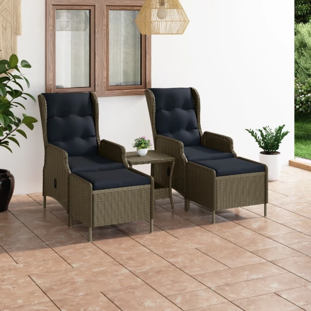 Set Divani da Giardino 3 pz con Cuscini in Polyrattan Marrone