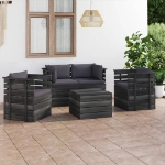 Set Divani da Giardino su Pallet 5 pz con Cuscini Massello Pino